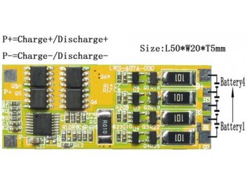 PCM / BMS / PCB Para 14.8V (4S) paquetes de baterías de iones de litio